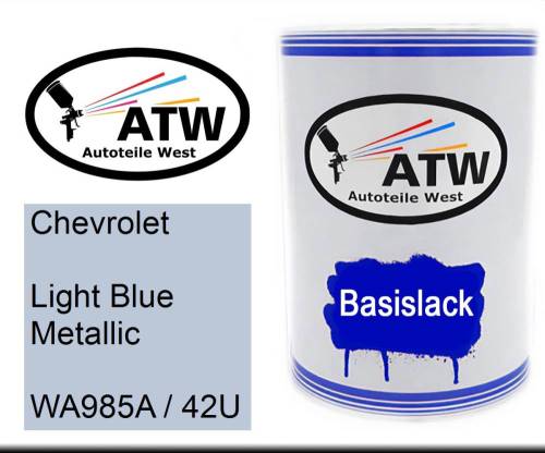 Chevrolet, Light Blue Metallic, WA985A / 42U: 500ml Lackdose, von ATW Autoteile West.